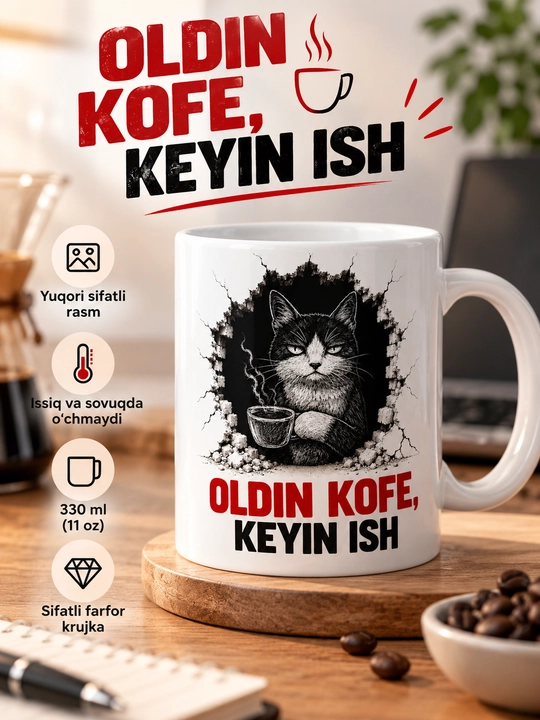 Giftory mem va kulgili yozuvli sovg‘a krujka, prikol dizaynlar, 330 ml