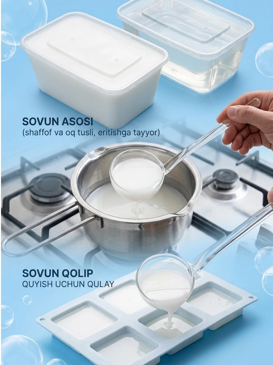 Sovun asosi 1 kg, qo‘lbola va tabiiy sovun tayyorlash uchun asos, sovun asnovasi, asos
