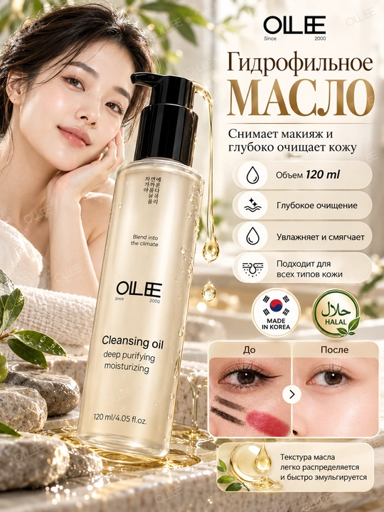 OLLEE гидрофильное масло для снятия макияжа и глубокого очищения - 