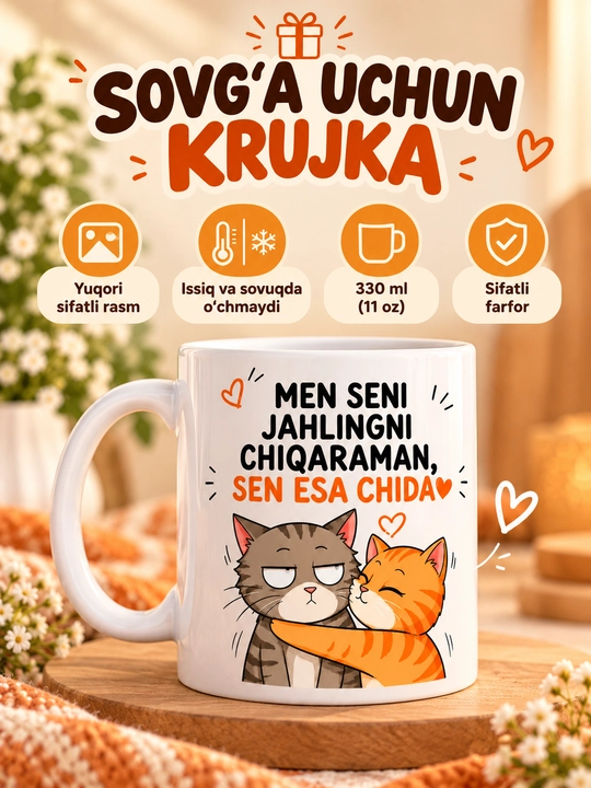 Giftory mem va kulgili yozuvli sovg‘a krujka, prikol dizaynlar, 330 ml