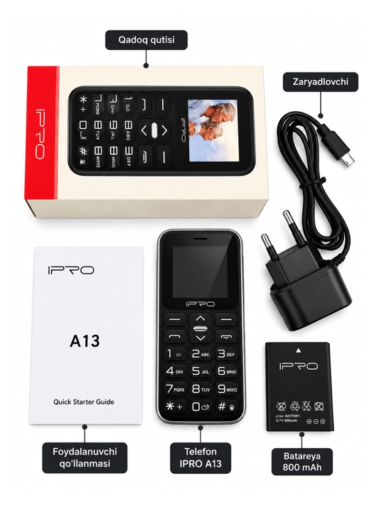 IPRO A13 GSM компактный кнопочный телефон, Dual SIM, удобный для пожилых