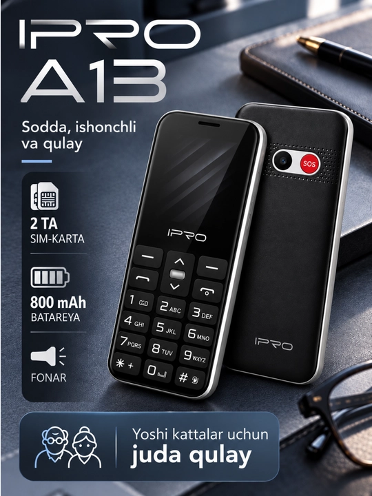 IPRO A13 GSM компактный кнопочный телефон, Dual SIM, удобный для пожилых - 