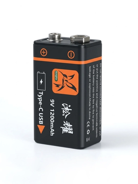 9V 1200mAh Type-C quvvatlanuvchi litiy-ionli akkumulyator batariyasi