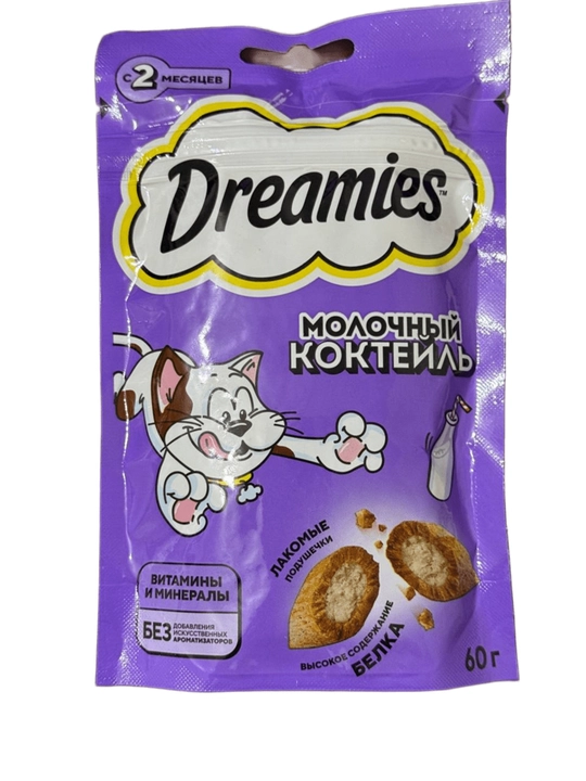 Dreamies MIX katta mushuklar uchun sut qo‘shilgan mazali yegulik, 60 g