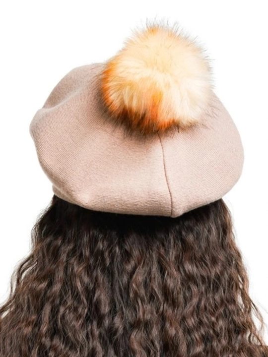 Ayollar shapkasi, beret, issiq shapka, qishki bosh kiyim, mo'ynali shapka, trikotaj beret