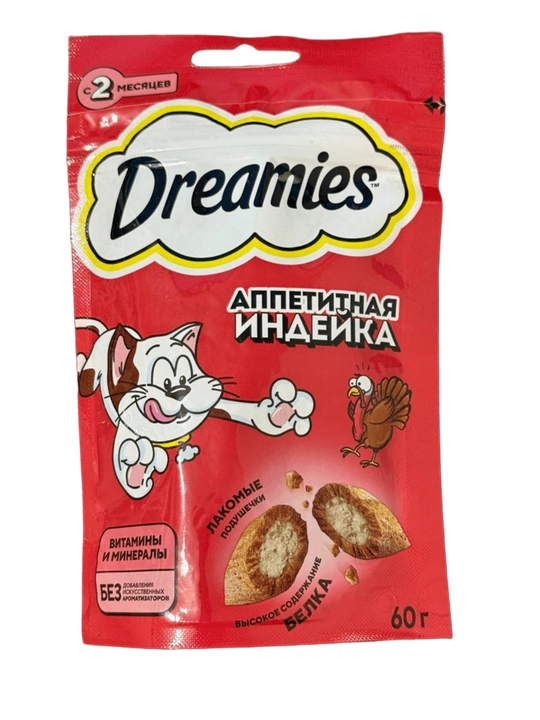 Лакомство Dreamies для взрослых кошек с индейкой, 60 г