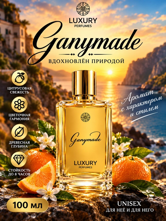 GANYMADE, LUXURY, Ayollar va erkaklar uchun hashamatli, elegant ifor, 100 ml
