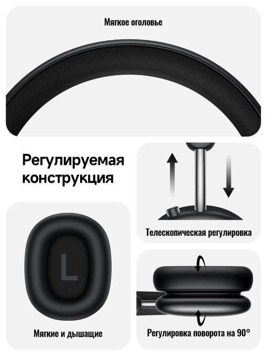 Simsiz quloqchin Hoco W63 ANC, Bluetooth 5.4, 55 soat, 40 mm dinamik, AUX va USB-C