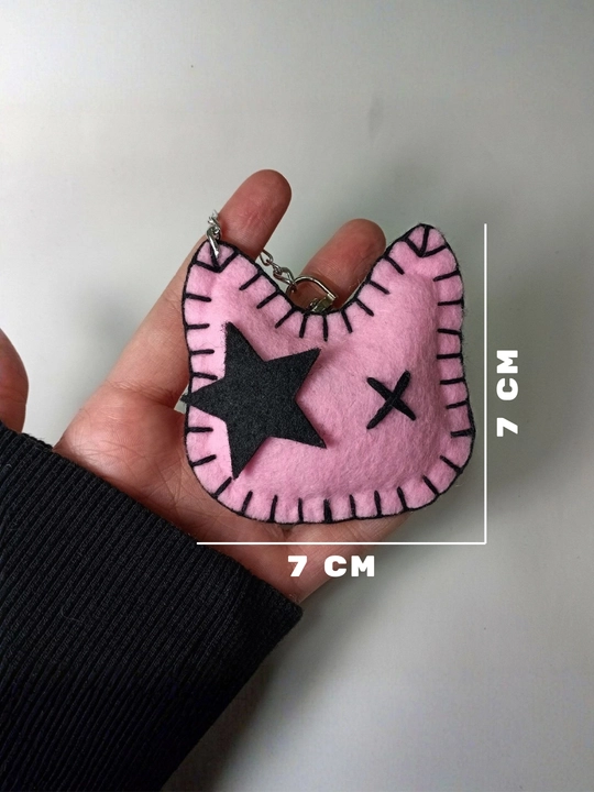 Qo'lda yasalgan filtsdan mushuk kalit zanjiri, Kawaii, Y2K