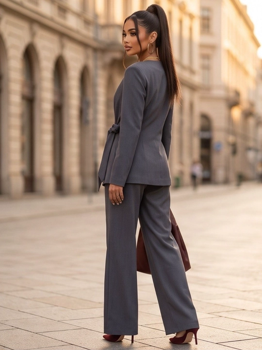 Ayollar uchun klassik kostyum, ikki qismli kostyum shim bilan blazer