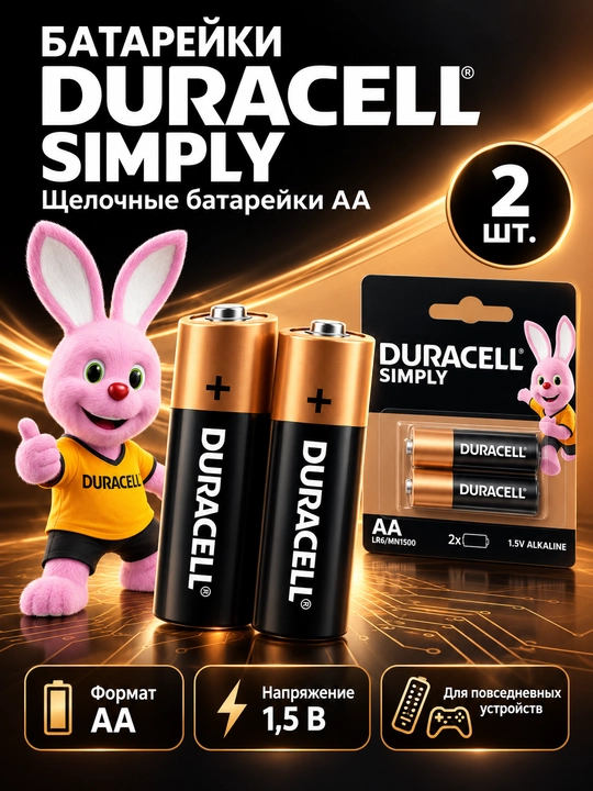 Duracell AAA LR03/MN2400 ishqoriy batareykalar, qadoqda 2 dona - 