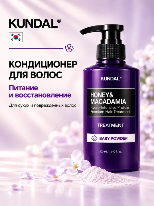 KUNDAL Кондиционер для волос Honey & Macadamia Protein Premium Treatment, 500 мл - 