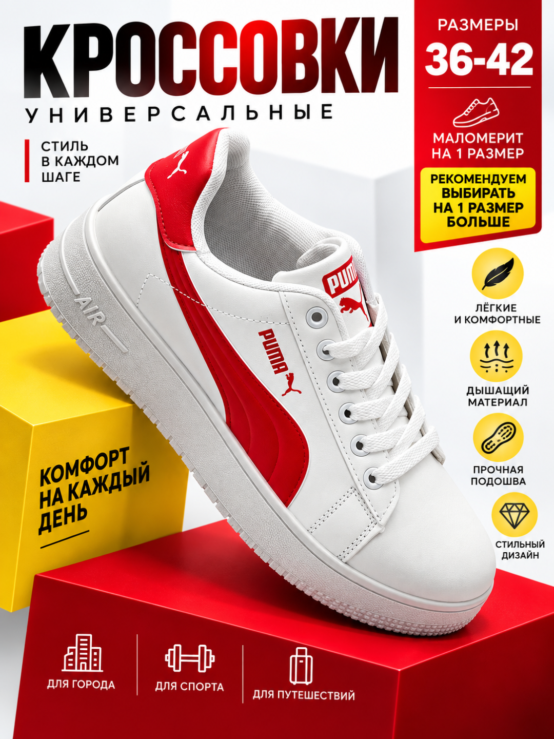 Кроссовки женские, на лето весну осень зиму, размер 36-42 - 