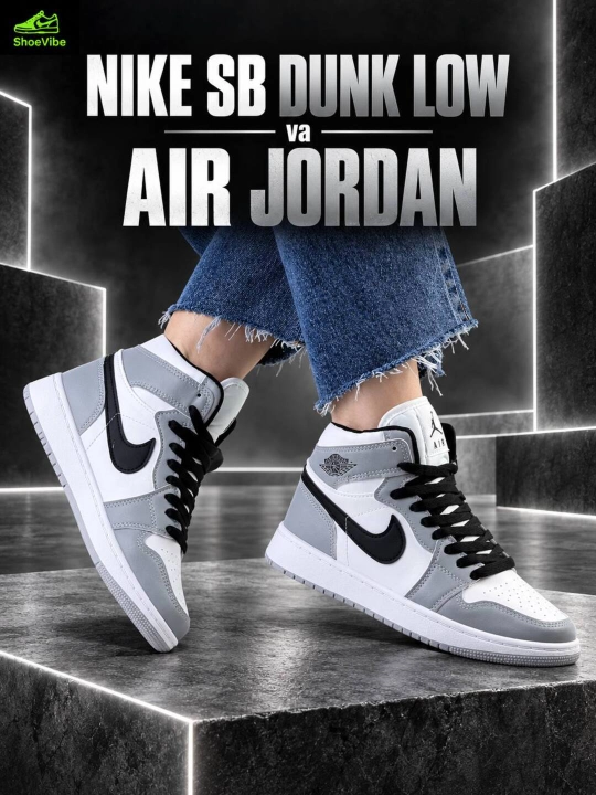 NIKE SB DUNK LOW va AIR JORDAN krossovkalari, 36-45 o‘lchamlarda, yoz va kuz uchun
