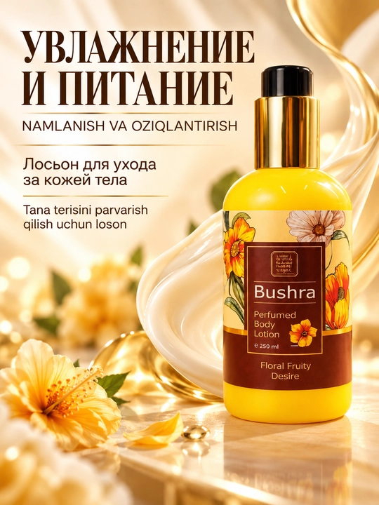 Лосьон для тела Bushra 250мл,парфюмированный увлажняющий, питательный,Floral Fruity Desire
