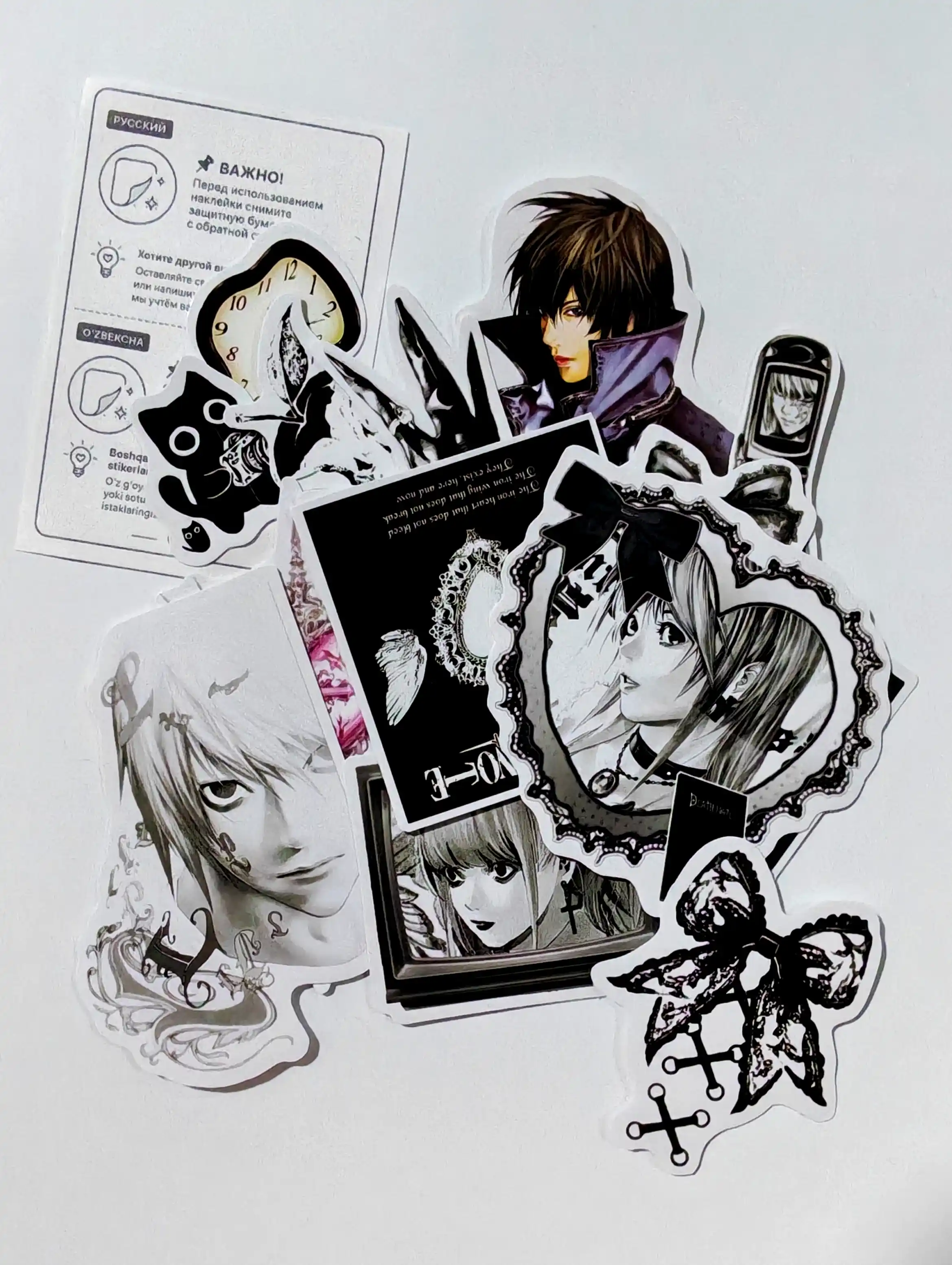 Стикеры, наклейки, аниме, манга, Death Note, эстетика, для чехла и ноутбука