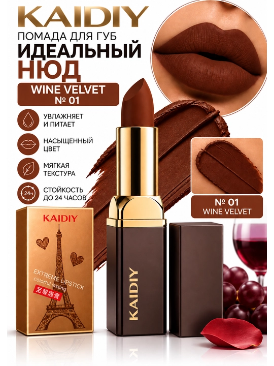 KAIDIY — помада для губ «Идеальный нюд» - 