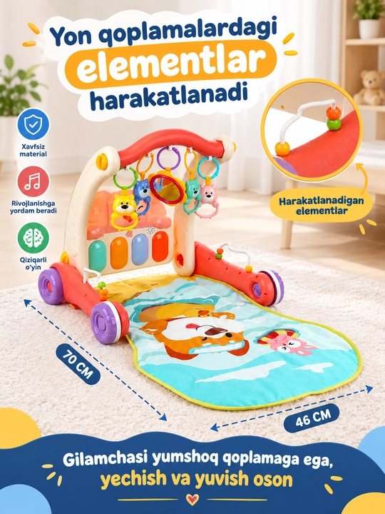 0 yoshdan katta bolalar uchun musiqiy rivojlantiruvchi gilamcha