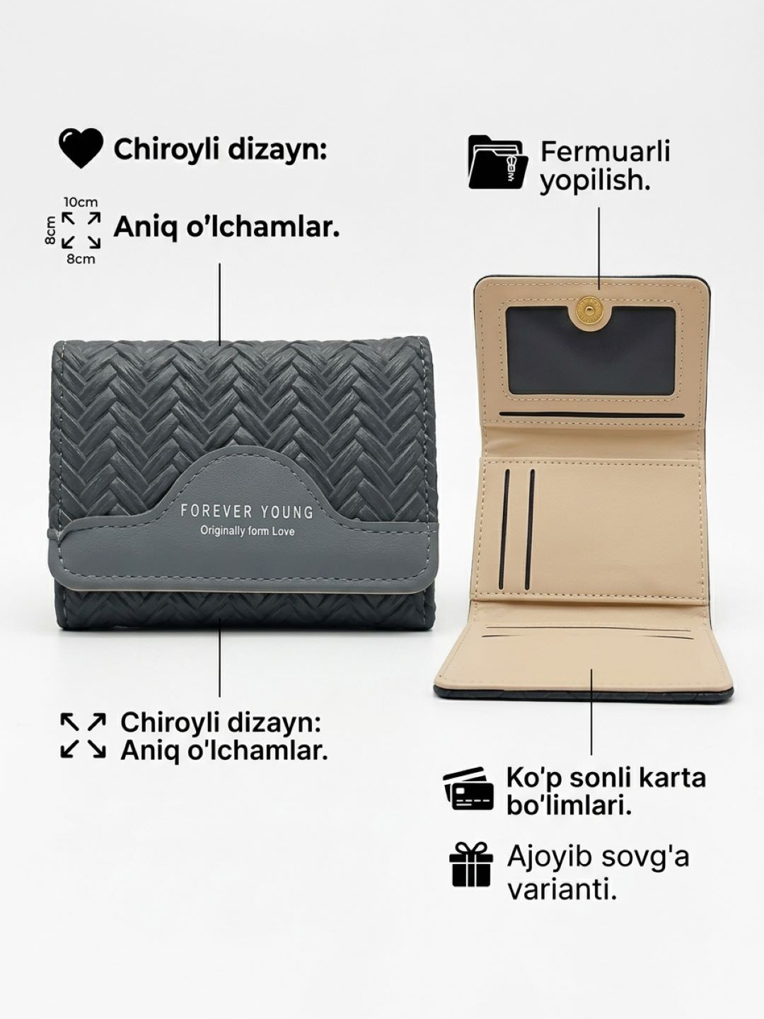 Ayollar uchun ixcham kartxolder hamyon - 
