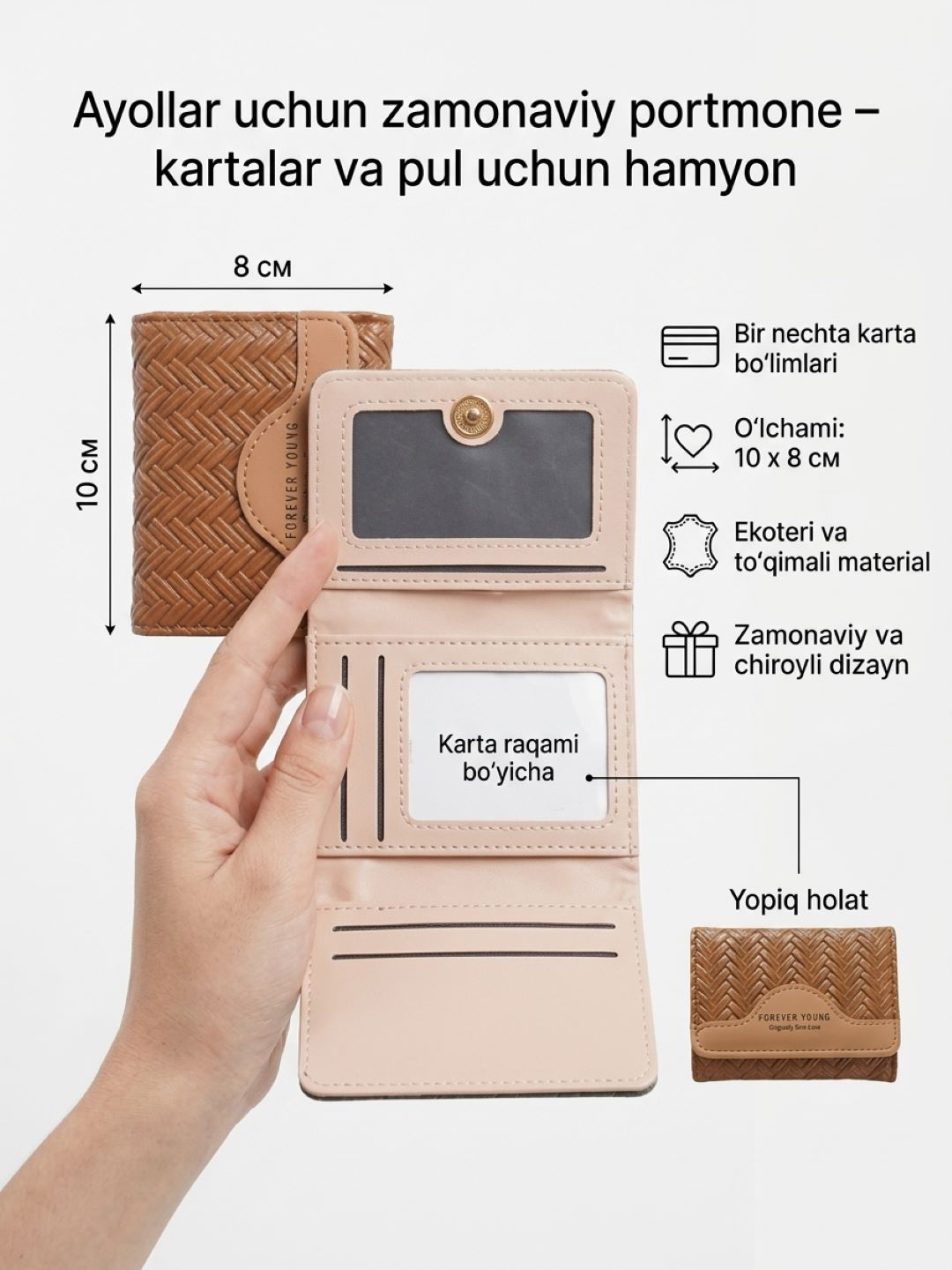 Ayollar uchun ixcham kartxolder hamyon - 