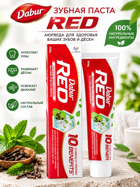 Dabur Red (Dabur Red) ayurveda tish pastasi, 200 g - 