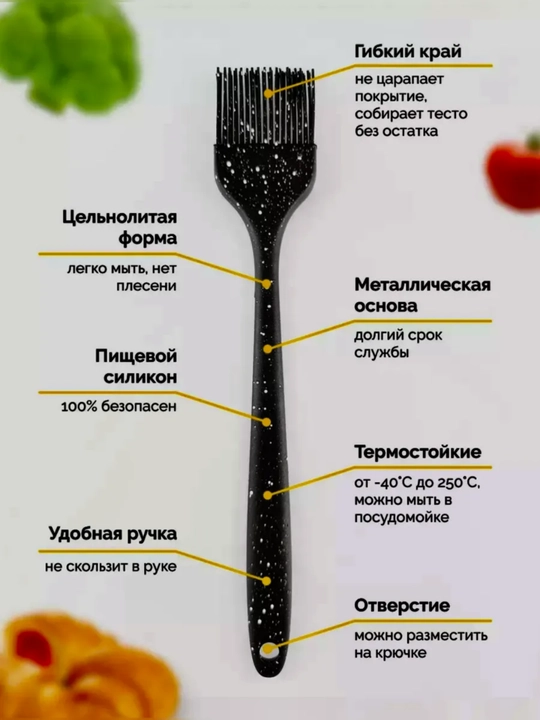 Кулинарная кисть Anisa, черная силиконовая кисть кисточка для кухни
