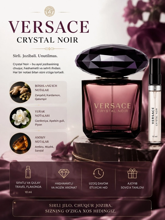 Versace Crystal Noir — Элегантный аромат таинственного очарования - 