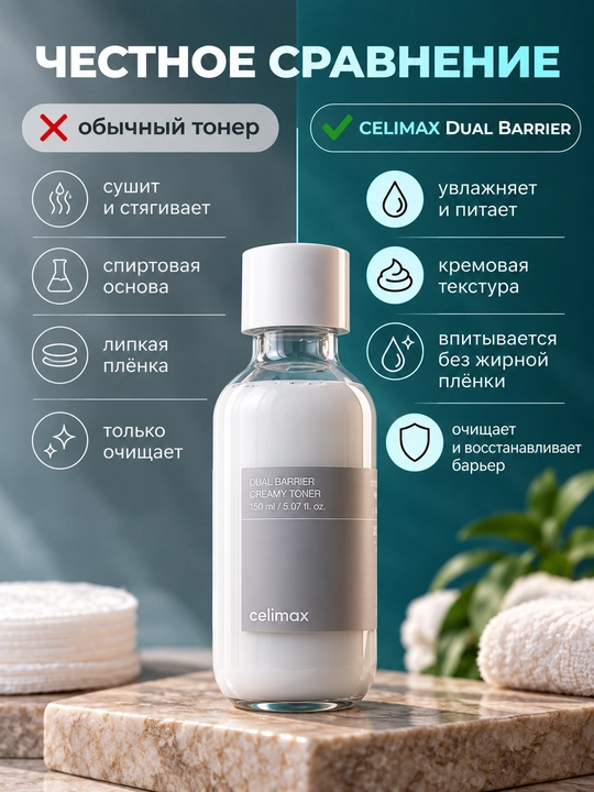 Питательный кремовый тонер для лица от Celimax, 150 мл