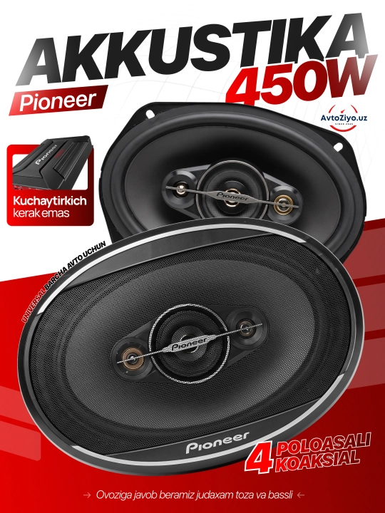 Avtomobil kalonkalari Pioneer 450W, 650W, 700W oval dinamiklar mashina uchun 4 polosali - 