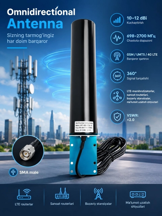GSM 3G 4G LTE uchun tashqi omnidirectional antenna - 