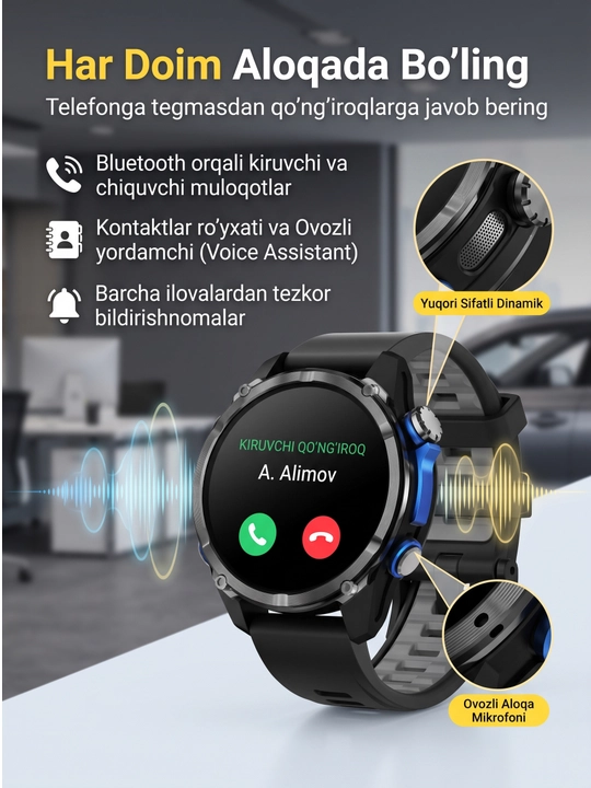 Aqlli smart soat | Smart Watch HD350 Pro 43 mm — GPS outdoor smart soat!