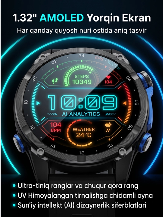 Aqlli smart soat | Smart Watch HD350 Pro 43 mm — GPS outdoor smart soat!