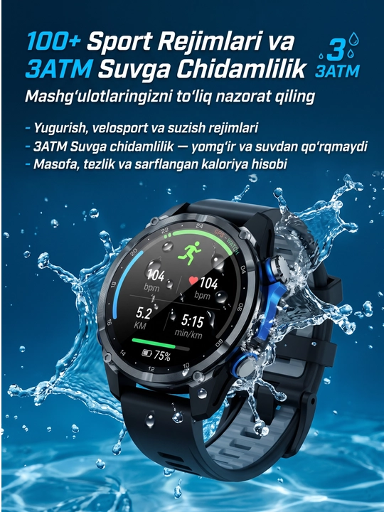 Aqlli smart soat | Smart Watch HD350 Pro 43 mm — GPS outdoor smart soat!