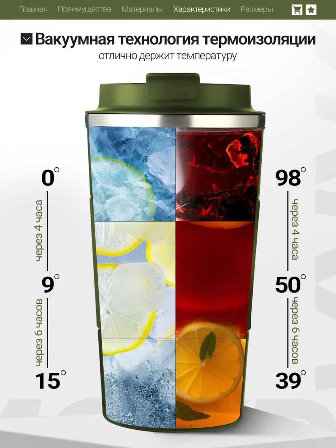 Termokrujka qahva uchun, termostakan, 510 ml, germetik, SUS304 zanglamaydigan po‘lat