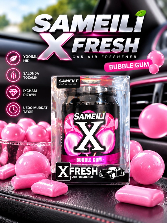 Avtomobil havo xushbo'ylantirgich, mashina aromatizatori, Cherry, Bubble Gum, Cool Ice hid - 
