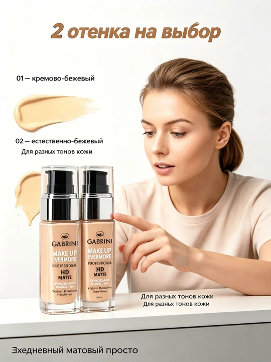 Mat tonal krem 30 ml, tutunli effekt, tabiiy qoplama