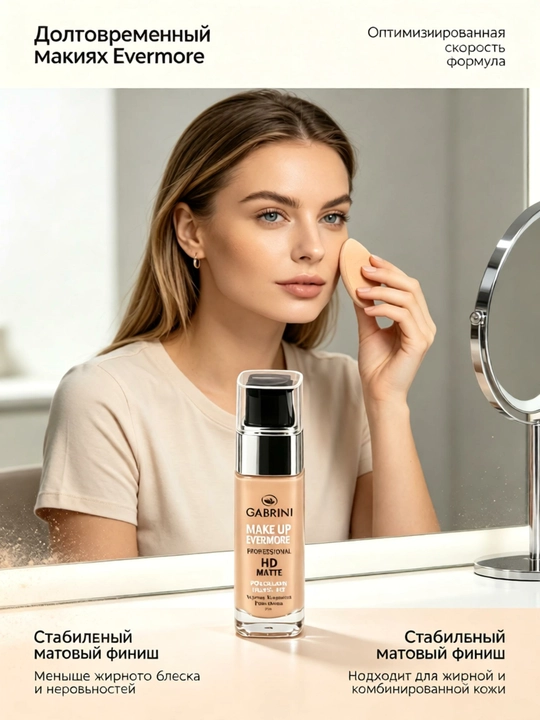 Mat tonal krem 30 ml, tutunli effekt, tabiiy qoplama