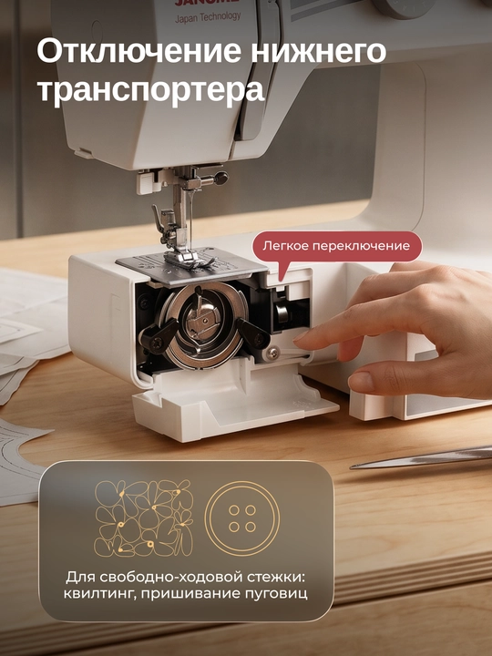 Elektromexanik tikuv mashinasi Janome Fashion Grey, 25 tikuv operatsiyalari
