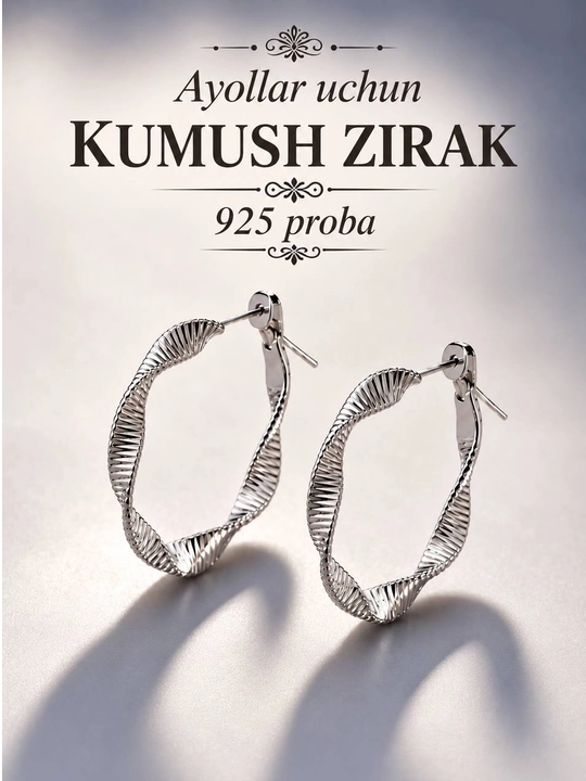 Ayollar uchun 925 probali kumush sirg‘alar — nafis va zamonaviy bezak - 