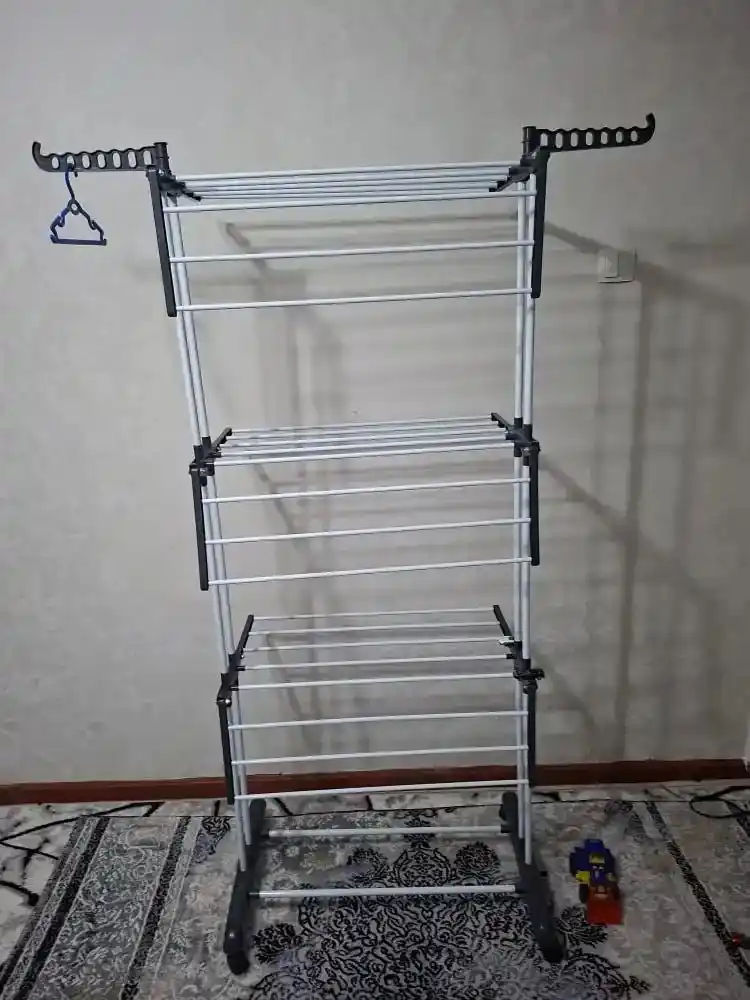 Сушилка для белья напольная, 3 яруса, складная, на колёсах, до 40 кг, 170 см
