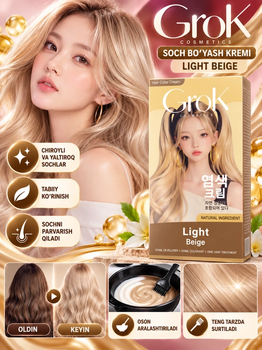 Grok, soch uchun chidamli krem-bo‘yoq, Koreya - 