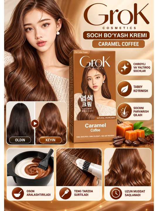 Стойкая краска для волос grok, Корея