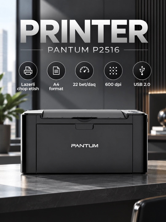 Лазерный принтер Pantum P2516, A4, 22 стр/мин, 600 dpi, 32 МБ, USB 2.0, для дома и офиса - 