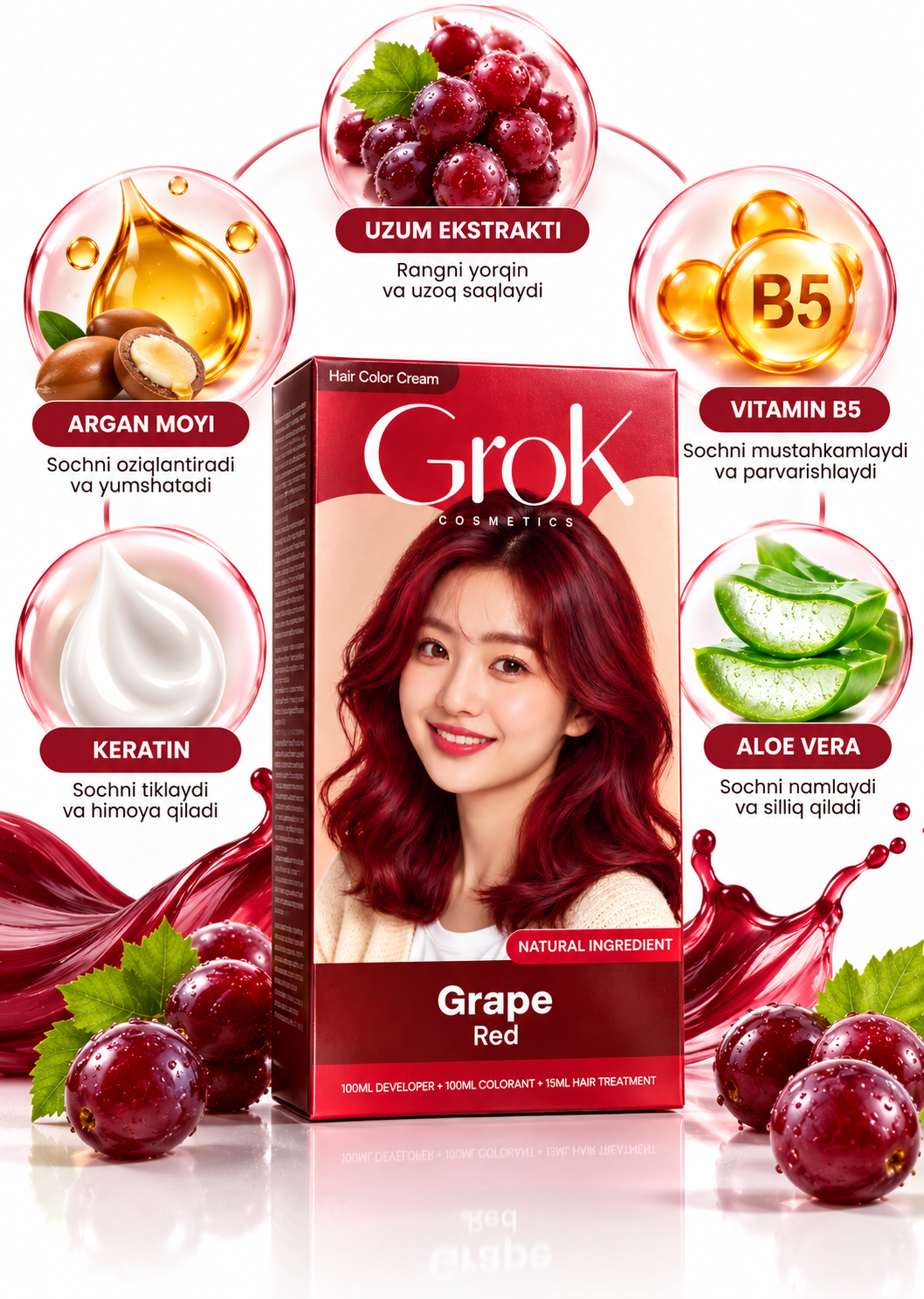 Стойкая краска для волос grok, Корея