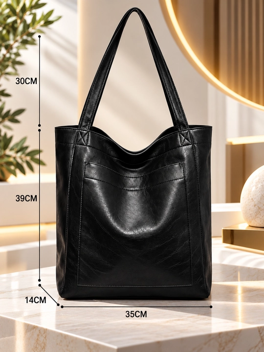Ekologik charmdan, keng sig‘imli, yelkaga osiladigan, kundalik ish uchun ayollar shopper sumkasi