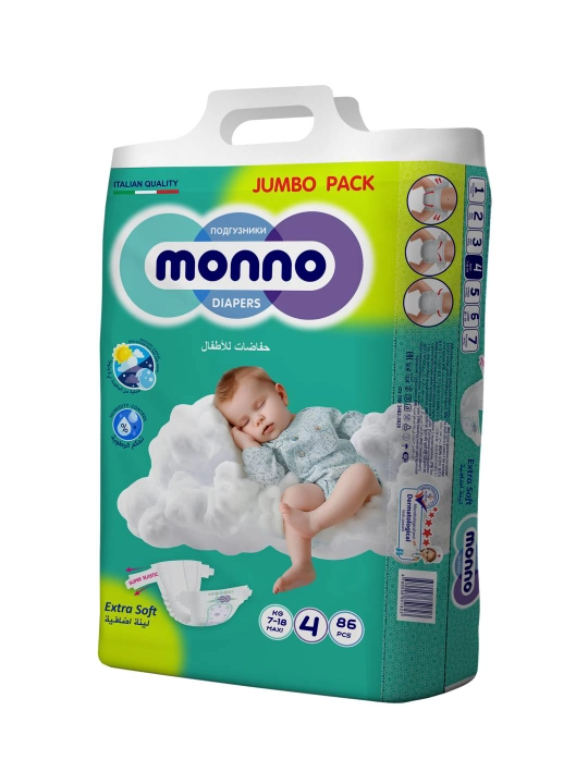 Tagliklar MONNO, Jumbo Pack 4, 4-o‘lcham, 86 dona - 