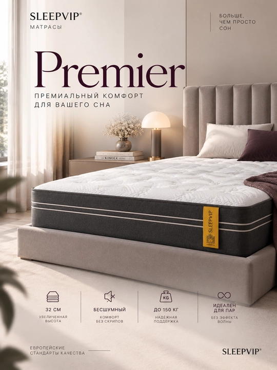 Premier matras — 32 sm balandlikdagi premium prujinasiz matras - 