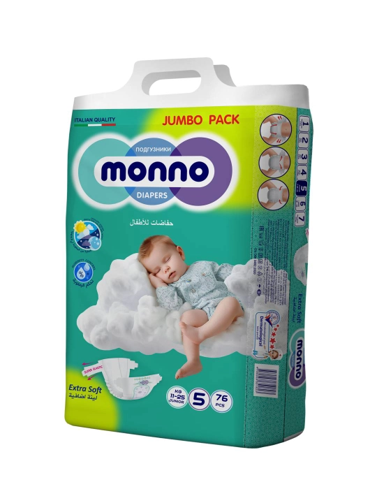Tagliklar MONNO, Jumbo Pack 5, 5-o‘lcham, 76 dona - 
