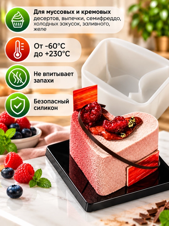 Форма силиконовая для выпечки кексов, маффинов, пирожных, молд для десертов
