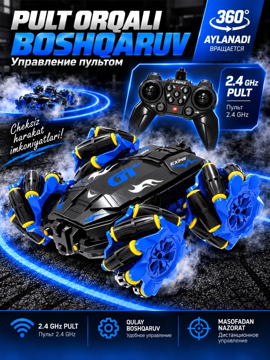 Pultli mashina, drift va tryuklar uchun o‘yinchoq avtomobil, drift car - 